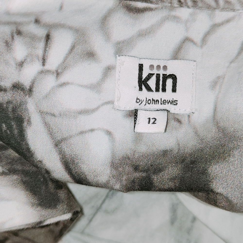 Kin Grey Dress Size UK 12 Marble Print Oversized Lagenlook Pockets Cotton Artsy - Picture 7 of 9